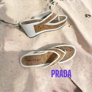 Prada Cork platform wedged sandals sz 38.5